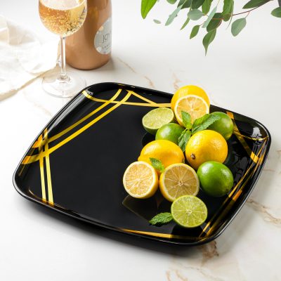 Twist Collection Large Square Plastic Serving Tray - The Closeout Connection