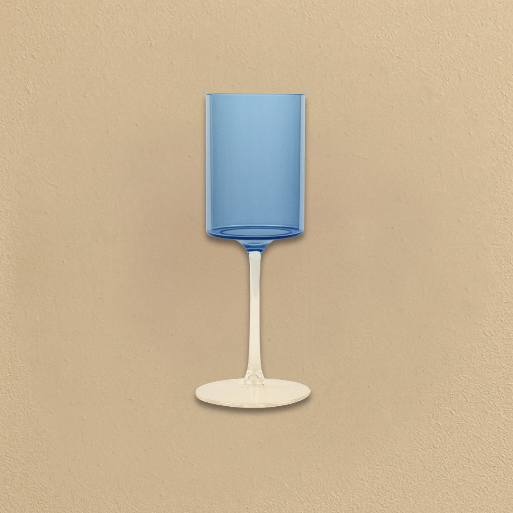 Two Tone Wine Glass 14oz Blue/Clear- 5 Count