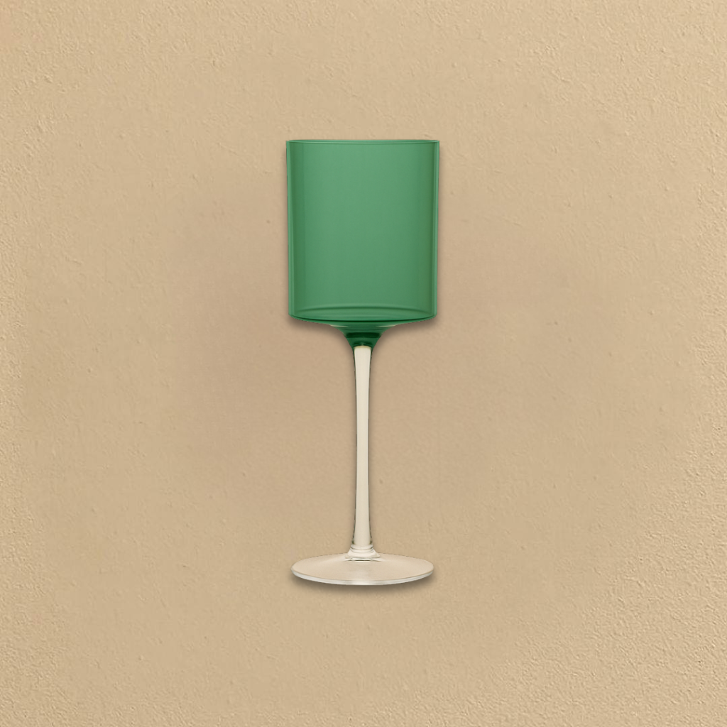 Two Tone Wine Glass 14oz Green/Clear- 5 Count