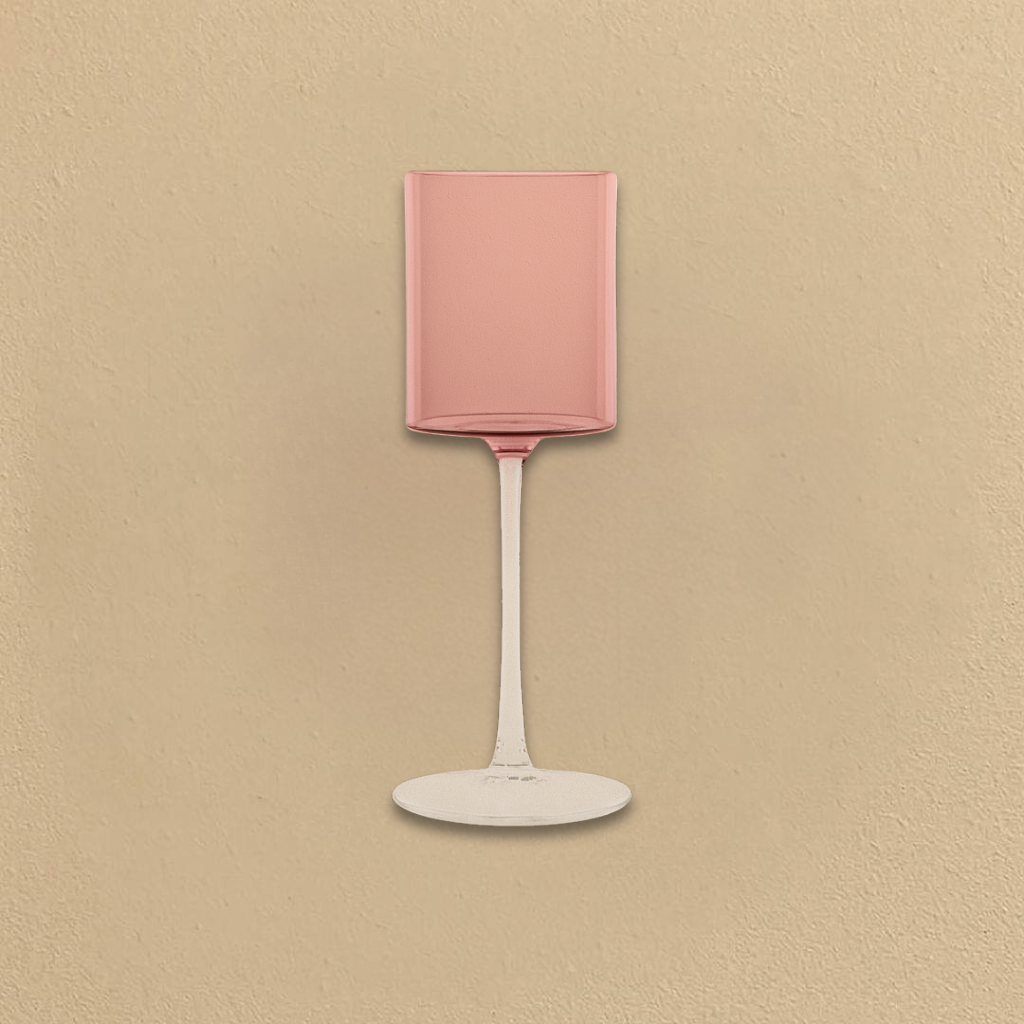 Two Tone Wine Glass Pink/Clear- 5 Count