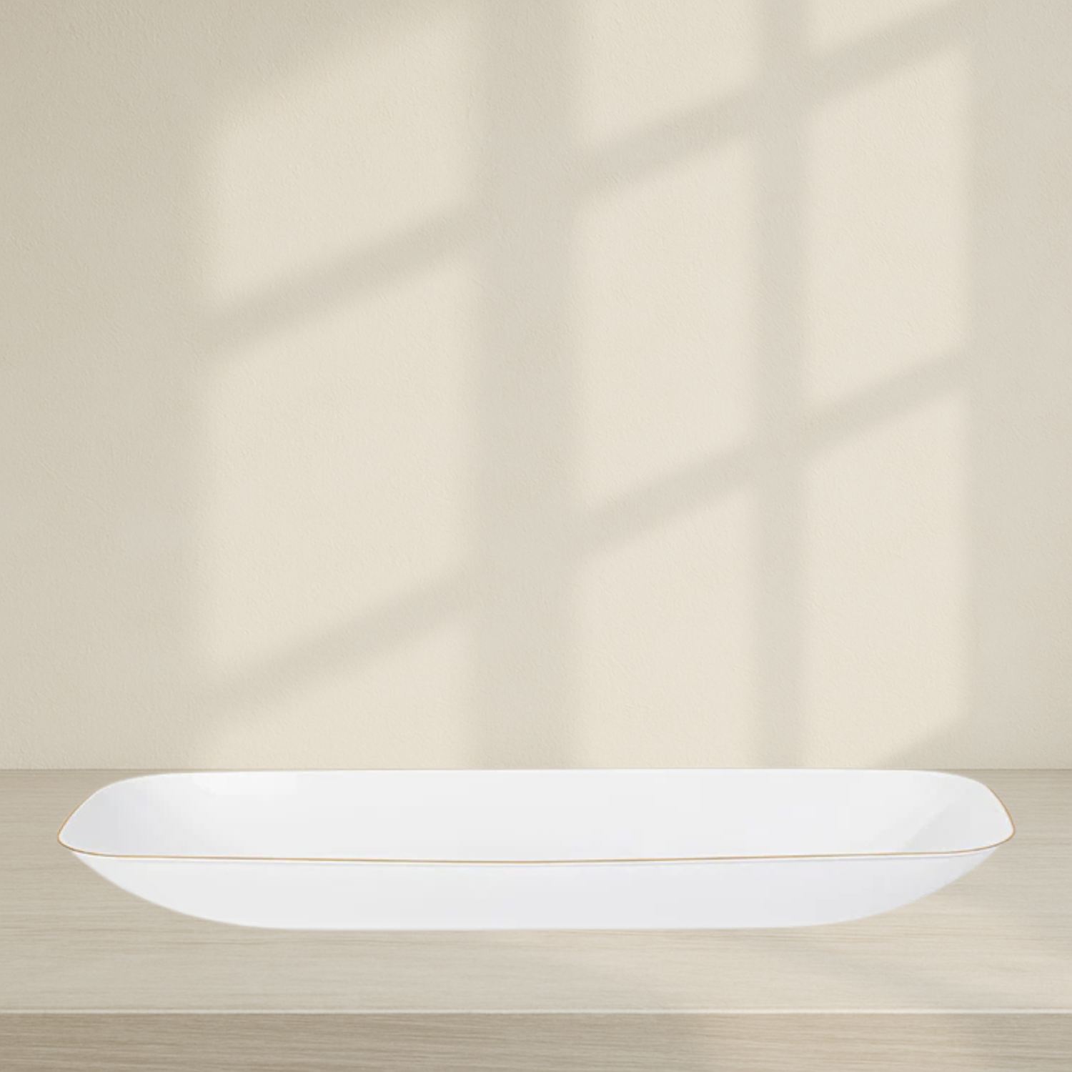 76 oz Organic Salad Bowl Rectangle with Gold Rim
