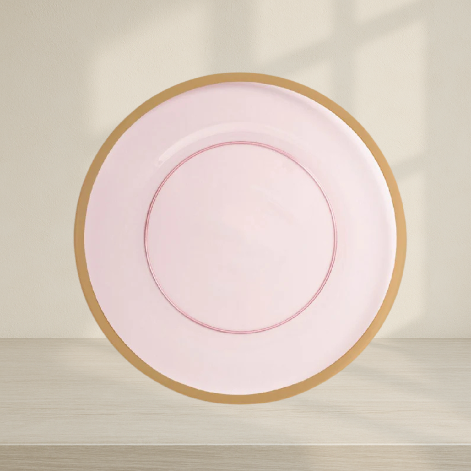 13″ Pink With Gold Rim Chargers - 8 Count