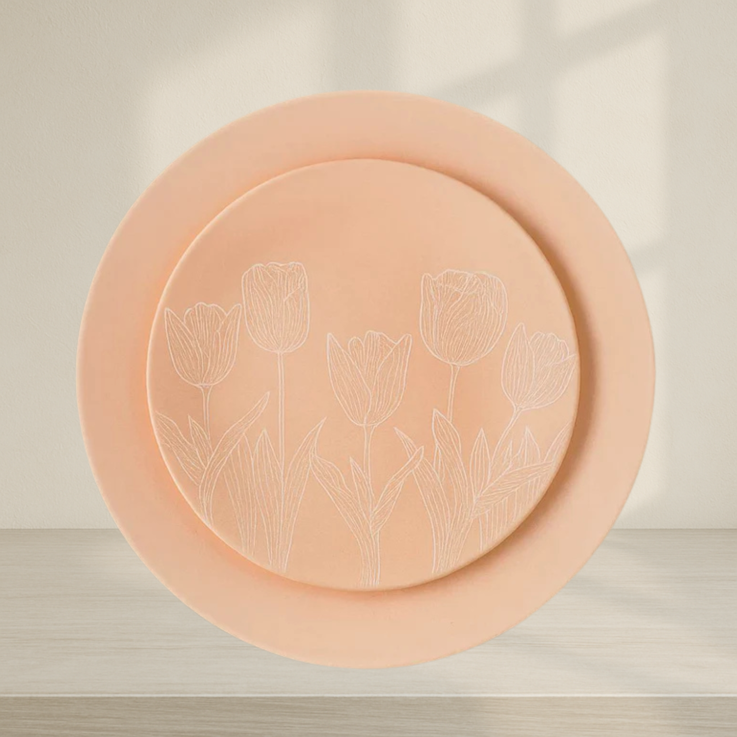 The Combo Soft Pink Tulips Dinnerware Set- 32 Count
