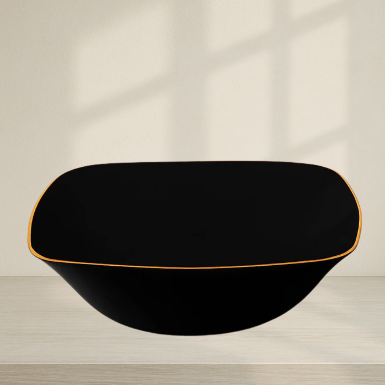 Organic Square Bowls Black with Gold Rim - 10 ct