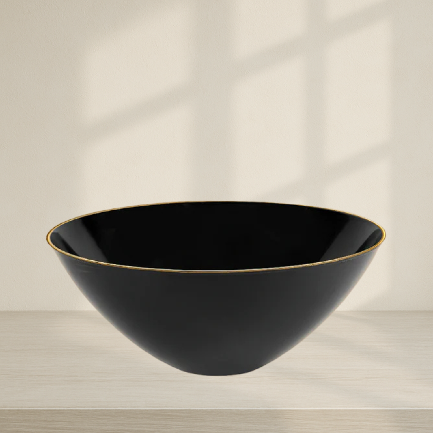 Black Small Salad Bowl with Gold Rim