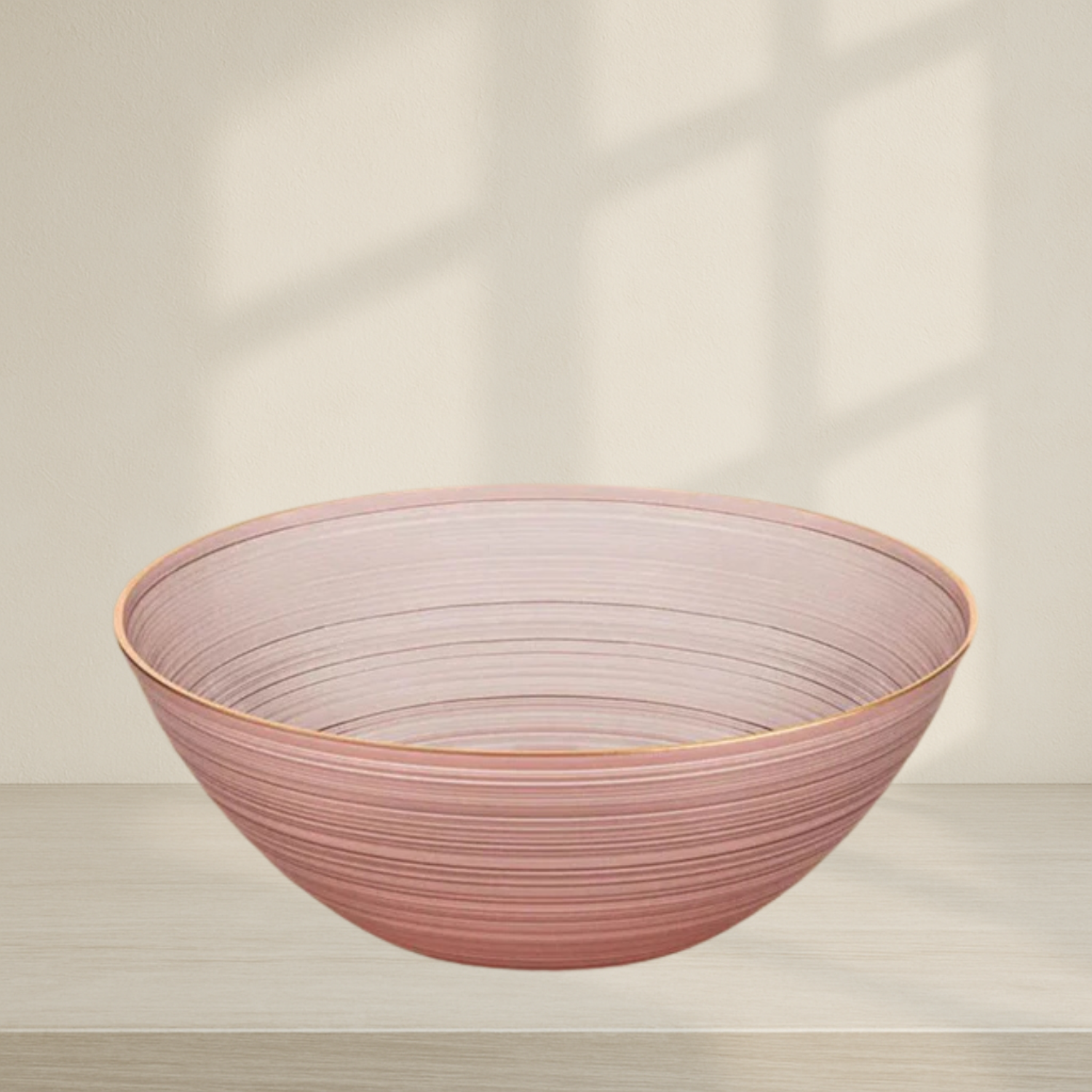 Crystal Design Bowls Rose Transparent with Gold Rim - 10 Count