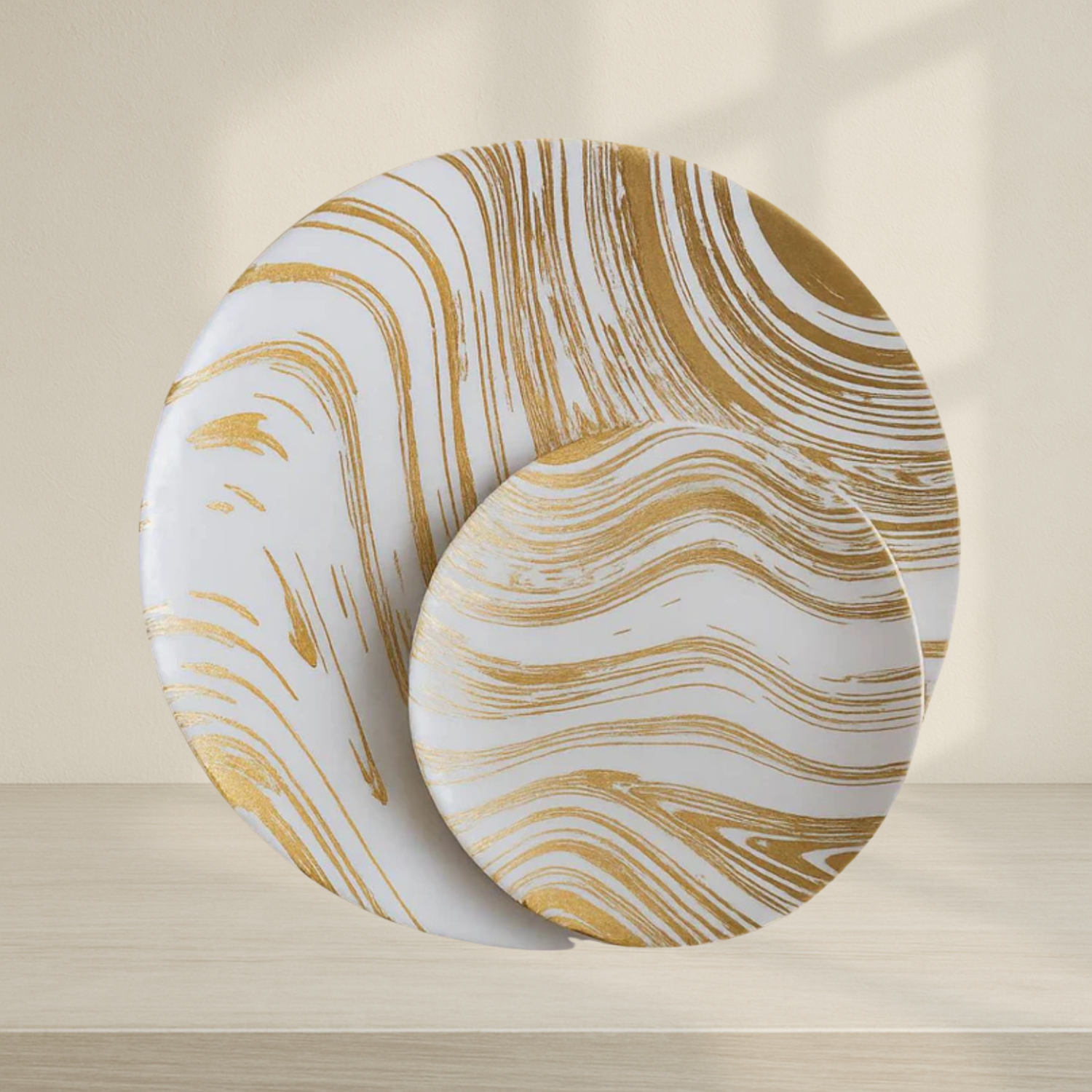 White & Gold Plate Dinnerware - 10 Count