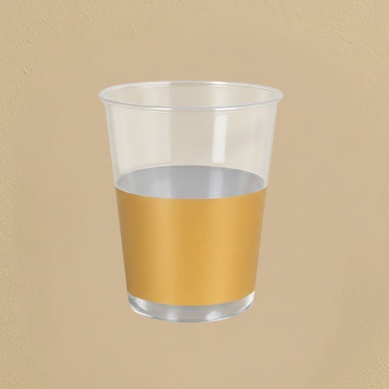 12oz Round Plastic Clear with Gold Band Tumblers