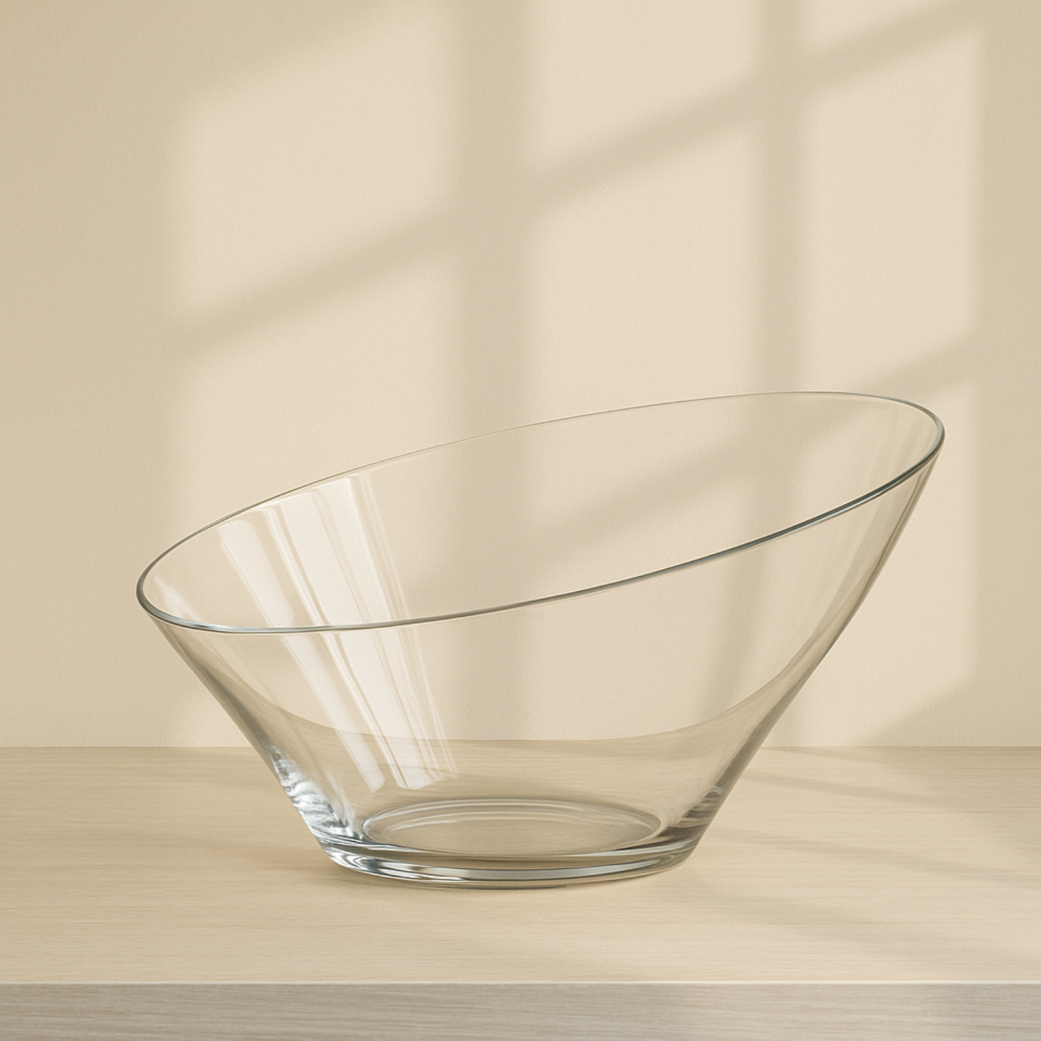 Large Angled Clear Serving Bowl