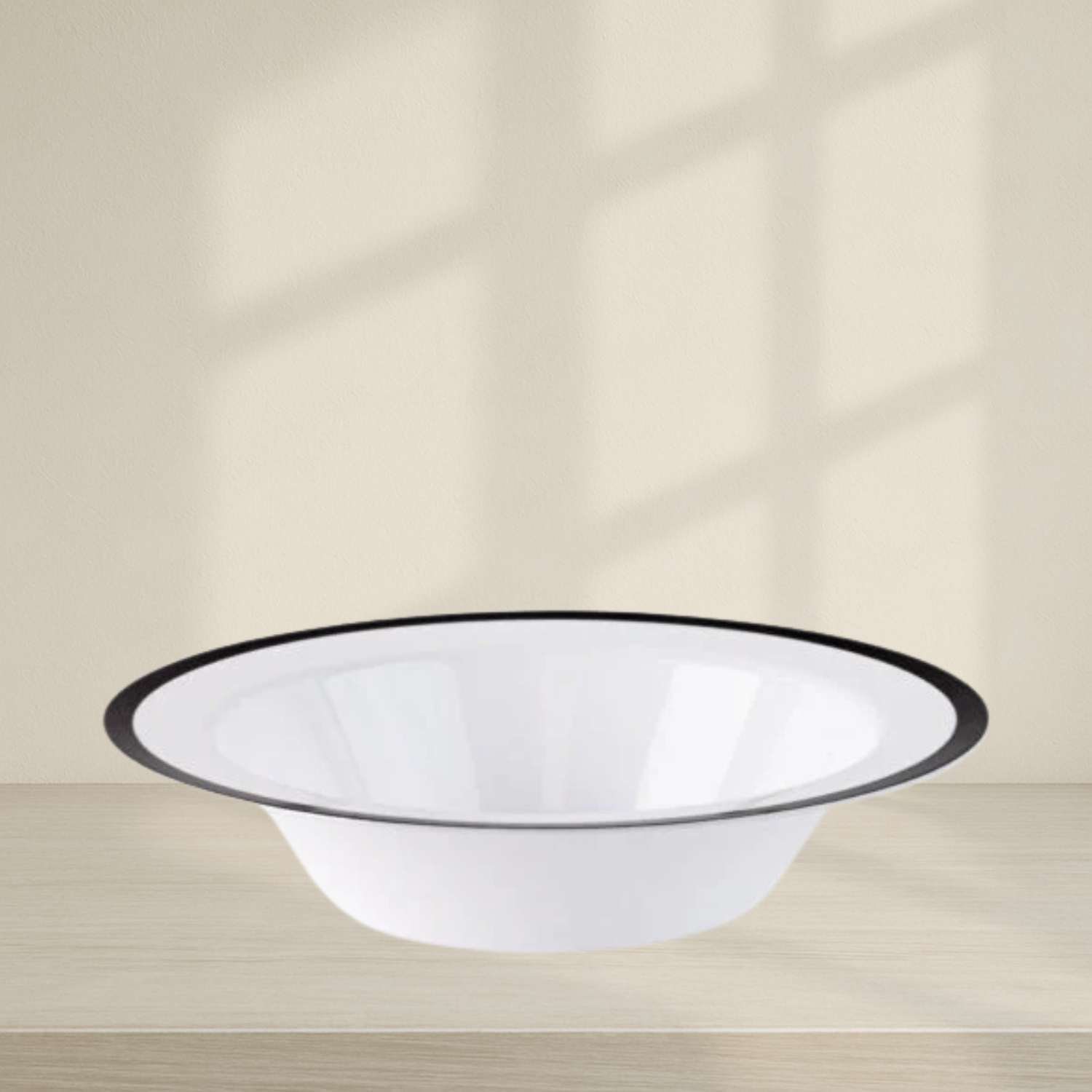 Soup Bowls White Black Rim- 10 Count