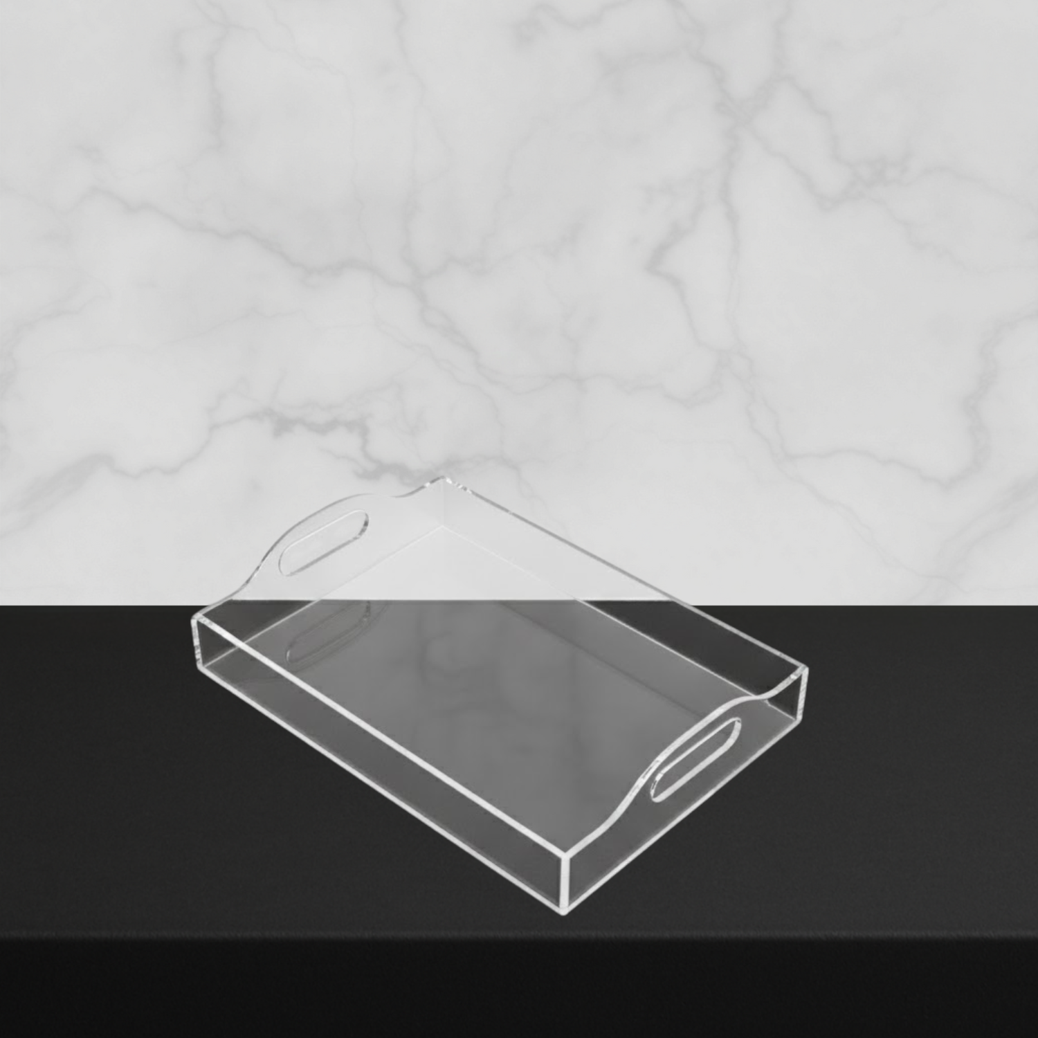 Clear Lucite Tray with Handles