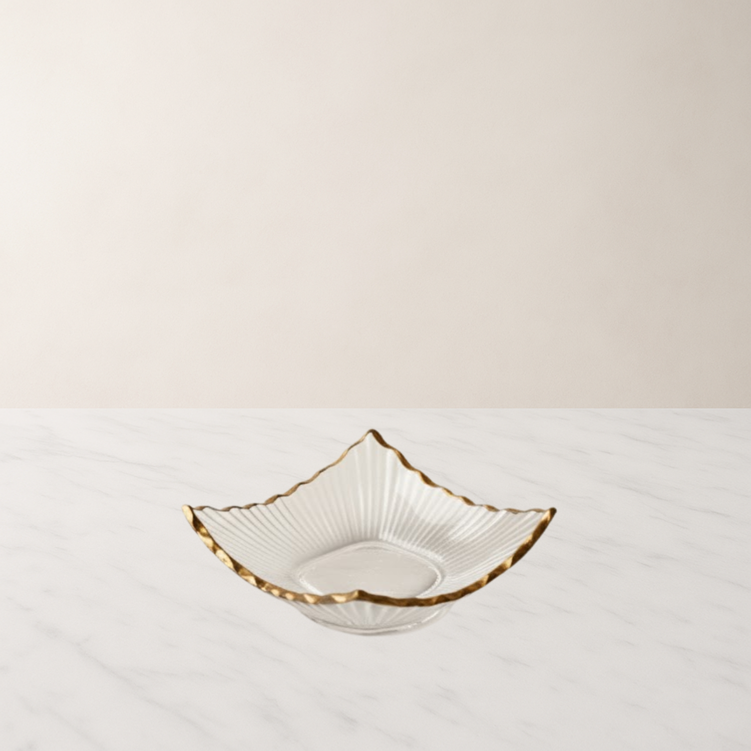 Clear Square Glass Tray with Gold Rim