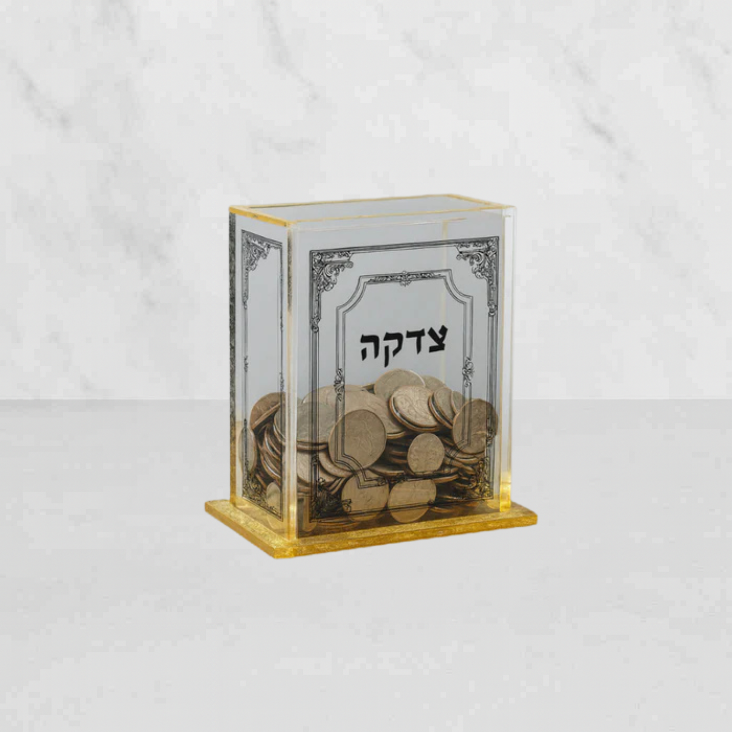 Clear Lucite Tzedakah Charity Box