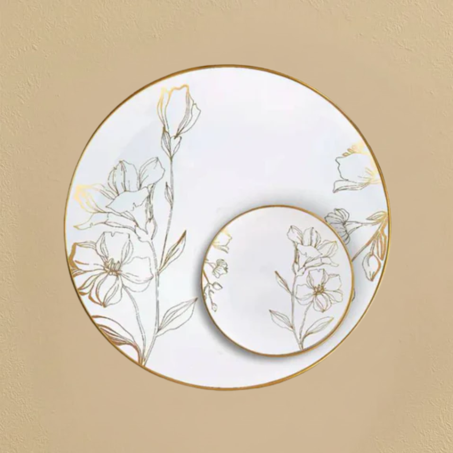 Antique Floral White and Gold Collection- 10 Count