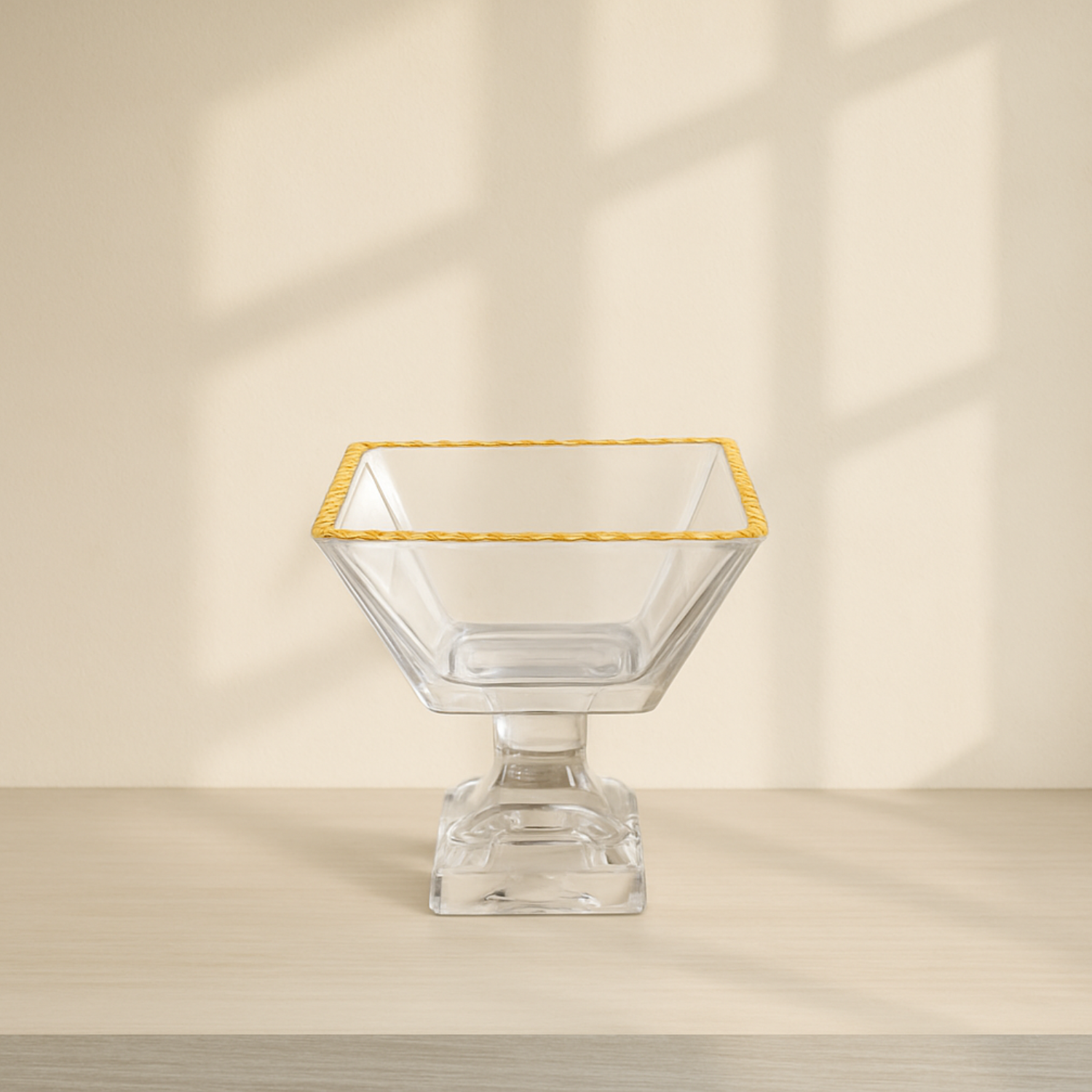Monte Carlo Square Gold Rimmed Pedestal Dessert Cups - 6oz