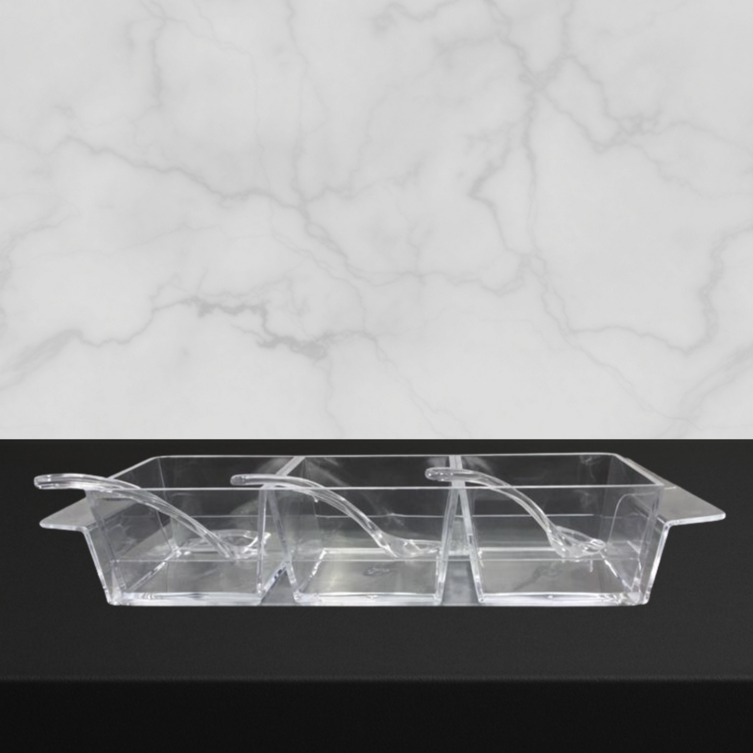 Lucite Clear 3 Section Spoon Tray