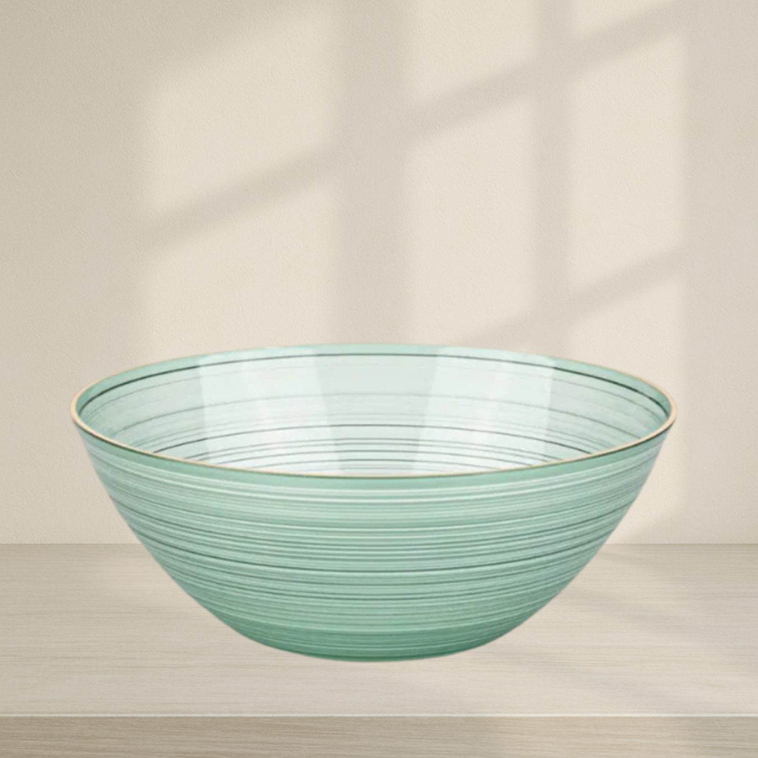 Crystal Design Bowls Green Transparent with Gold Rim