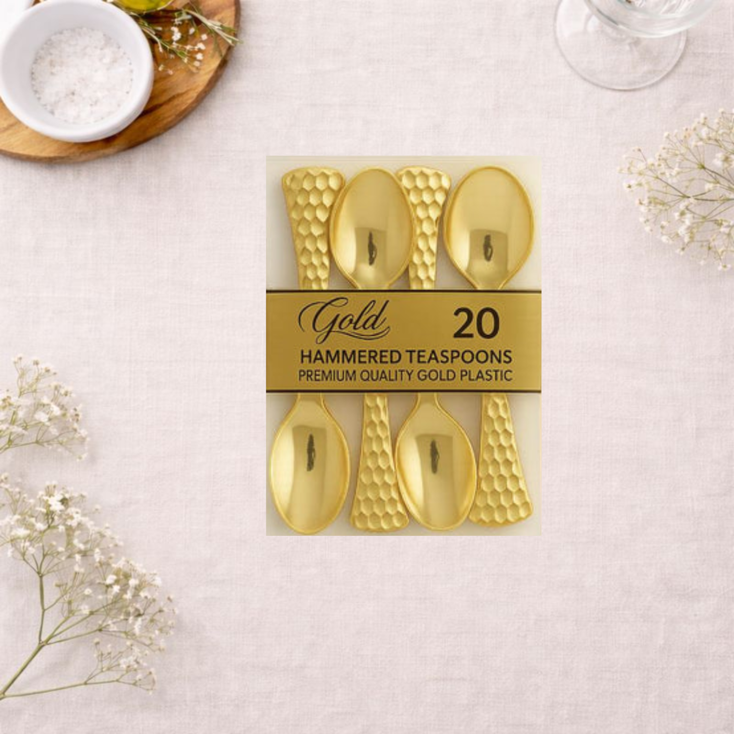 Hammered Collection Gold Teaspoons- 20 ct