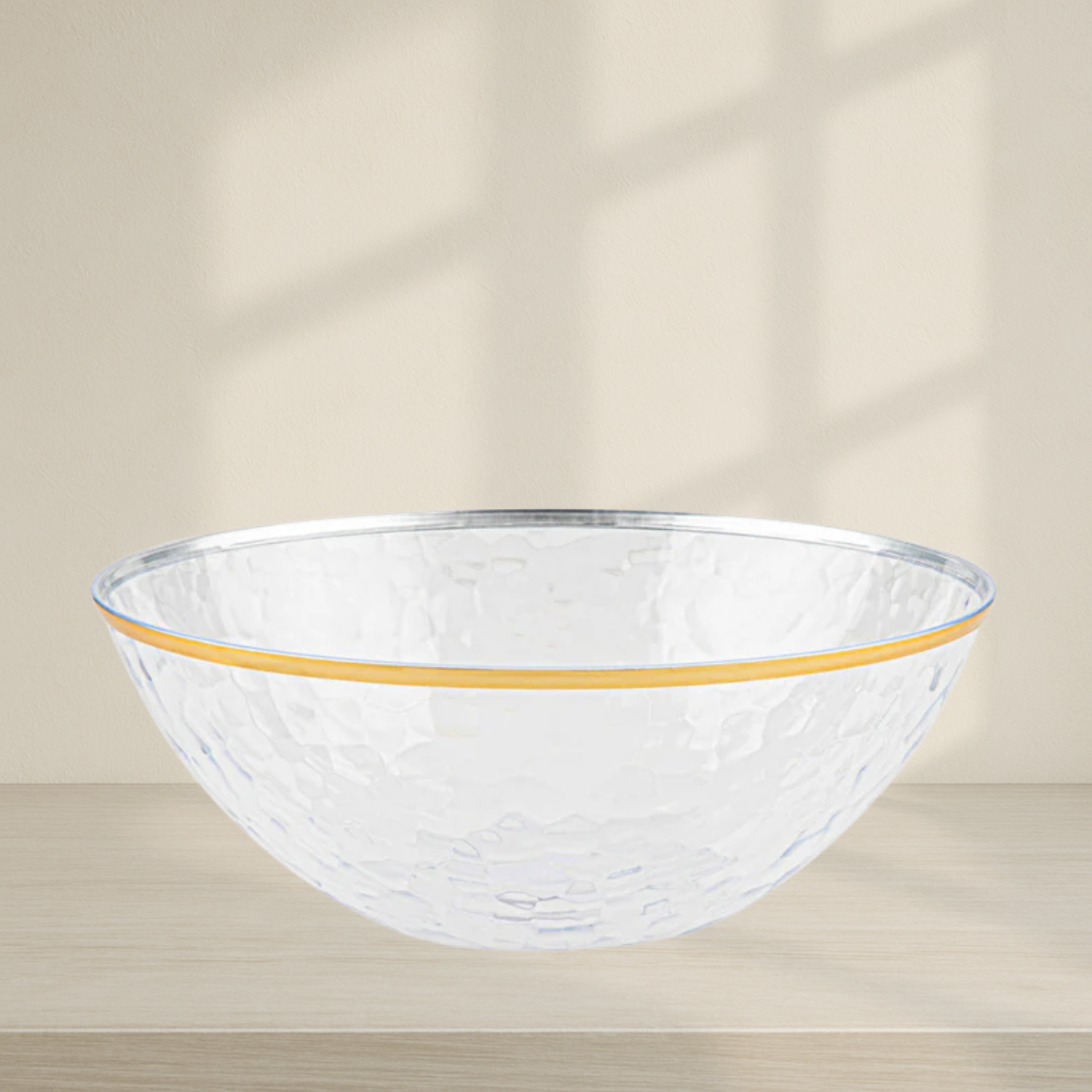 Clear/Gold Rim 112 oz Hammered Salad Bowl
