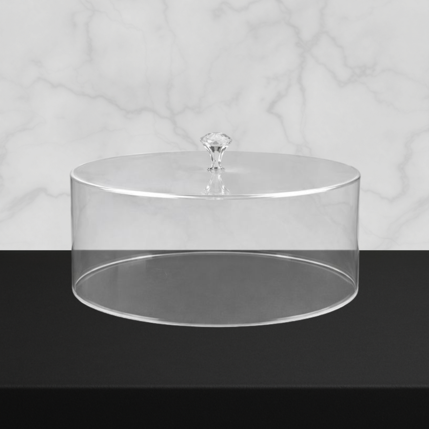 Lucite Round Cake Holder with Marble Base