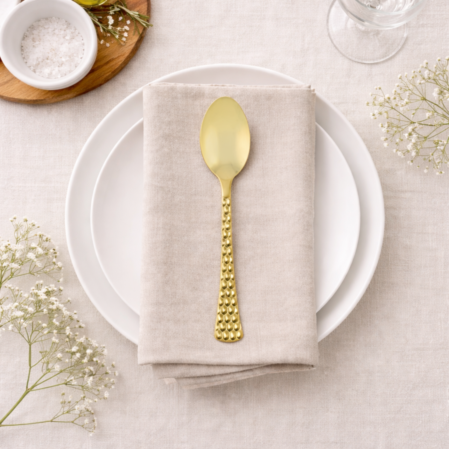 Hammered Soup Spoons Plastic Flatware- 20 Count