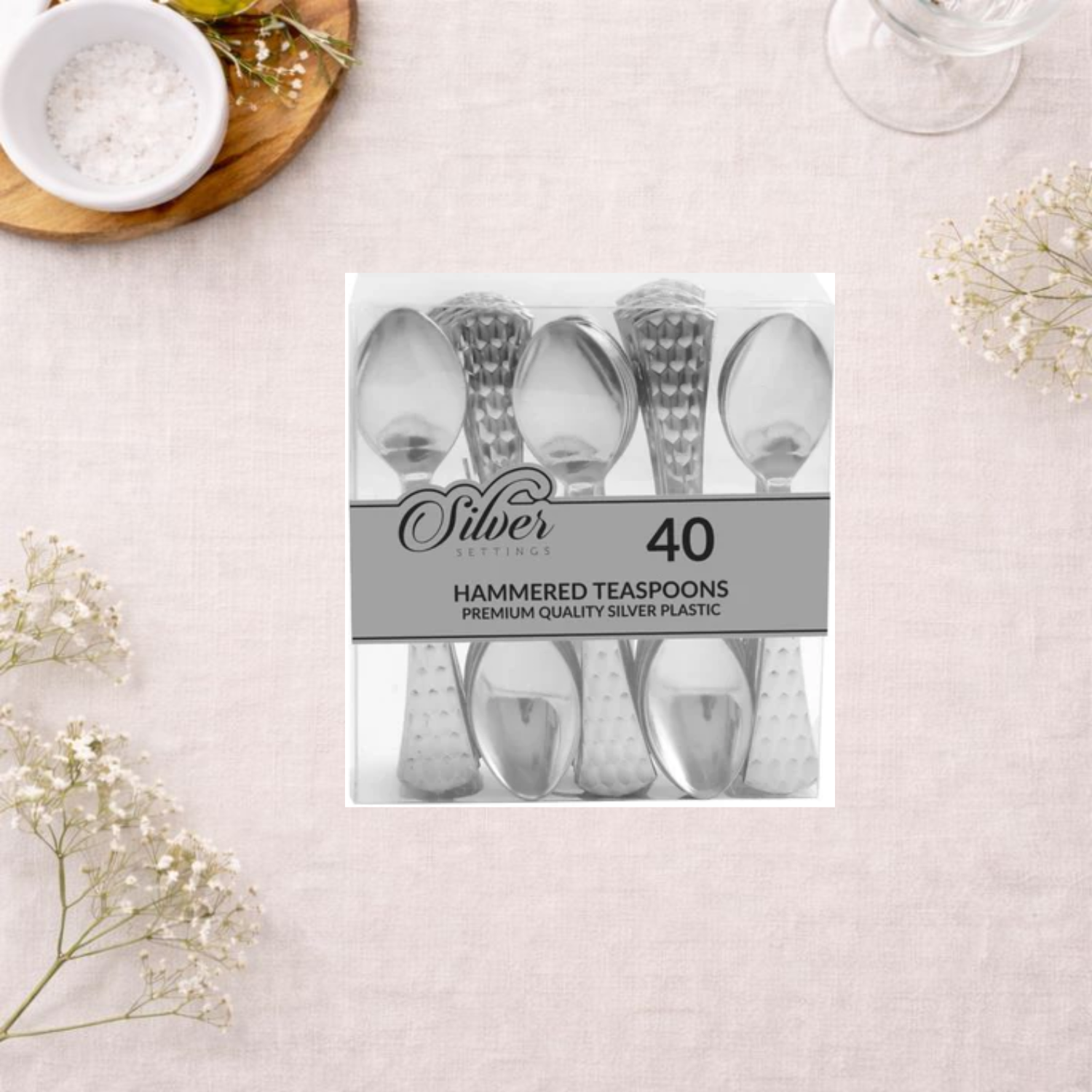 Hammered Teaspoons- 40 Count