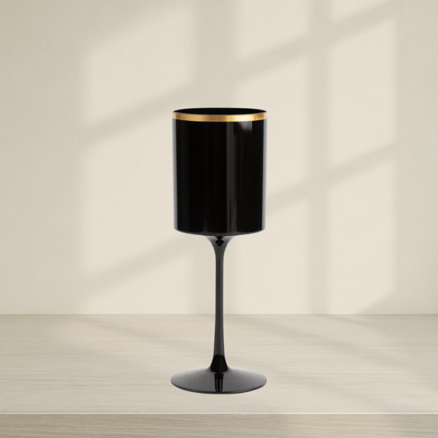 Square Wine Glass with Gold Rim - 5 Count