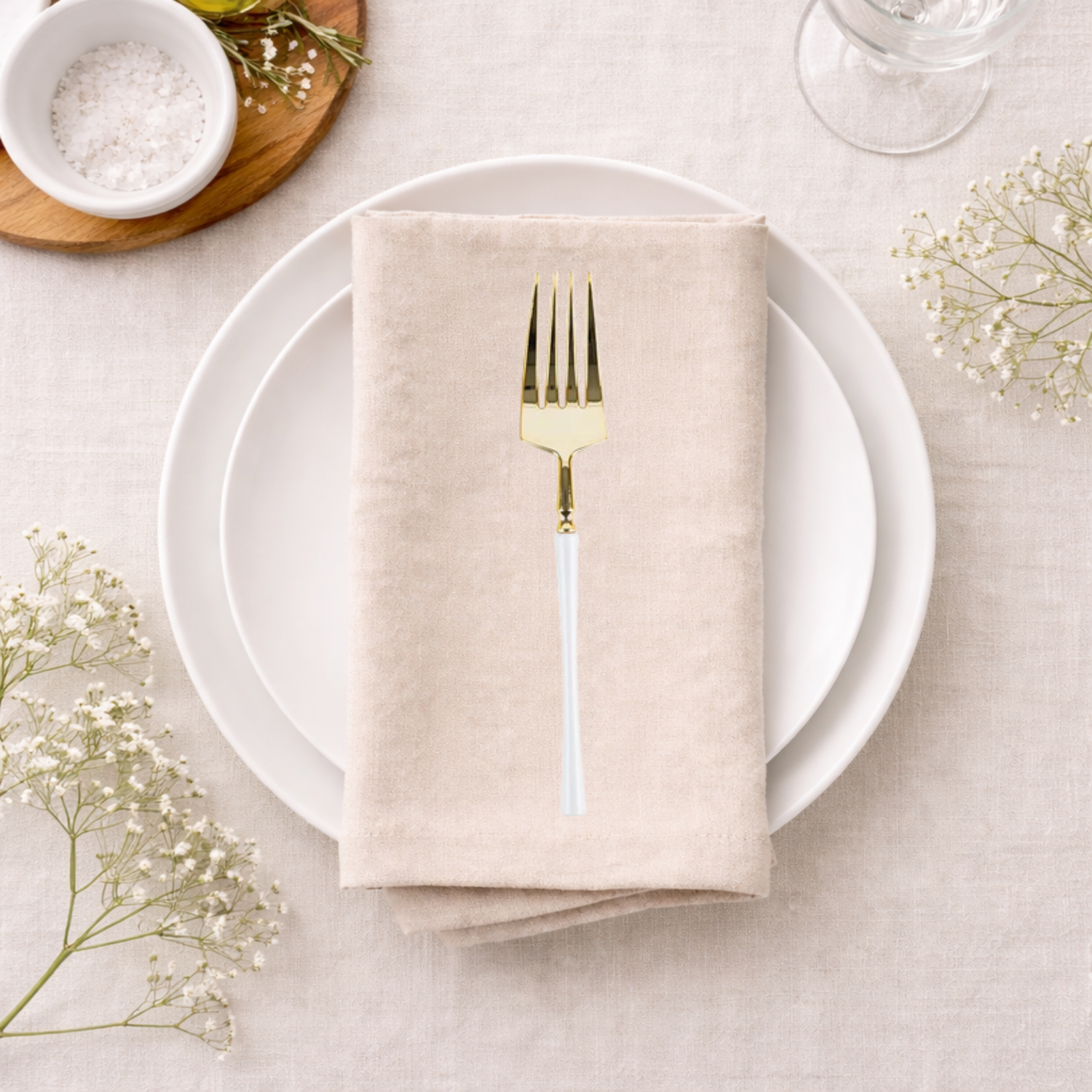 Infinity Gold and White Salad Forks- 20 Ct