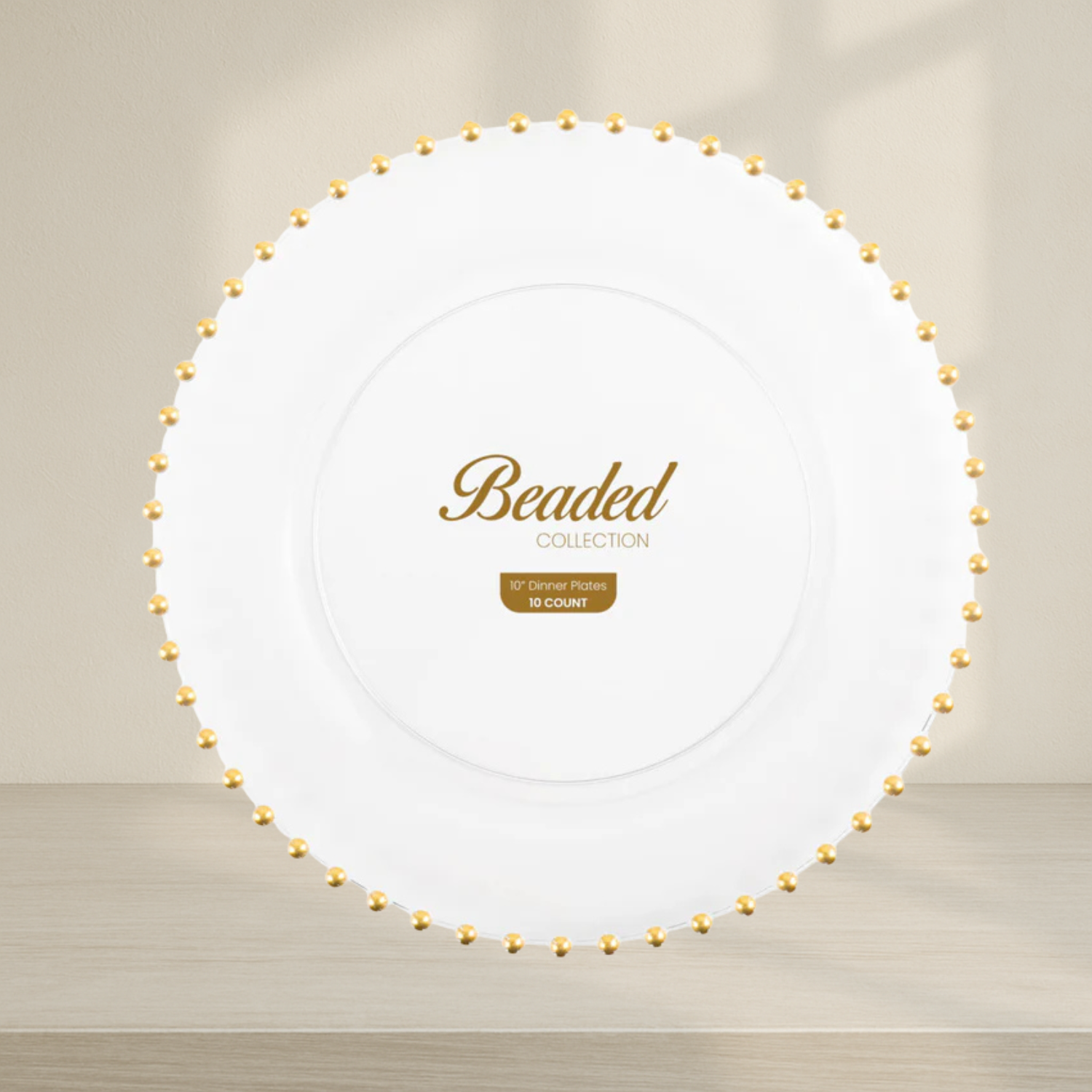 Beaded Collection Clear/Gold 10″ Plates