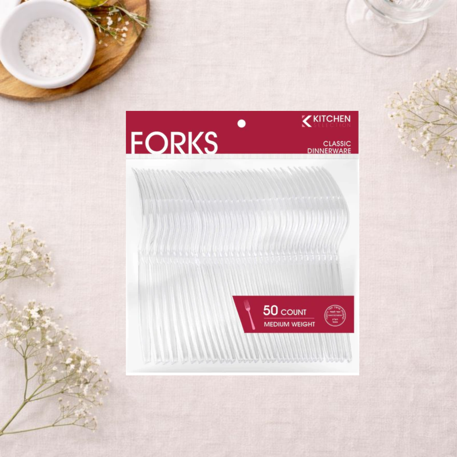 Medium Weight Clear Forks- 50 Count