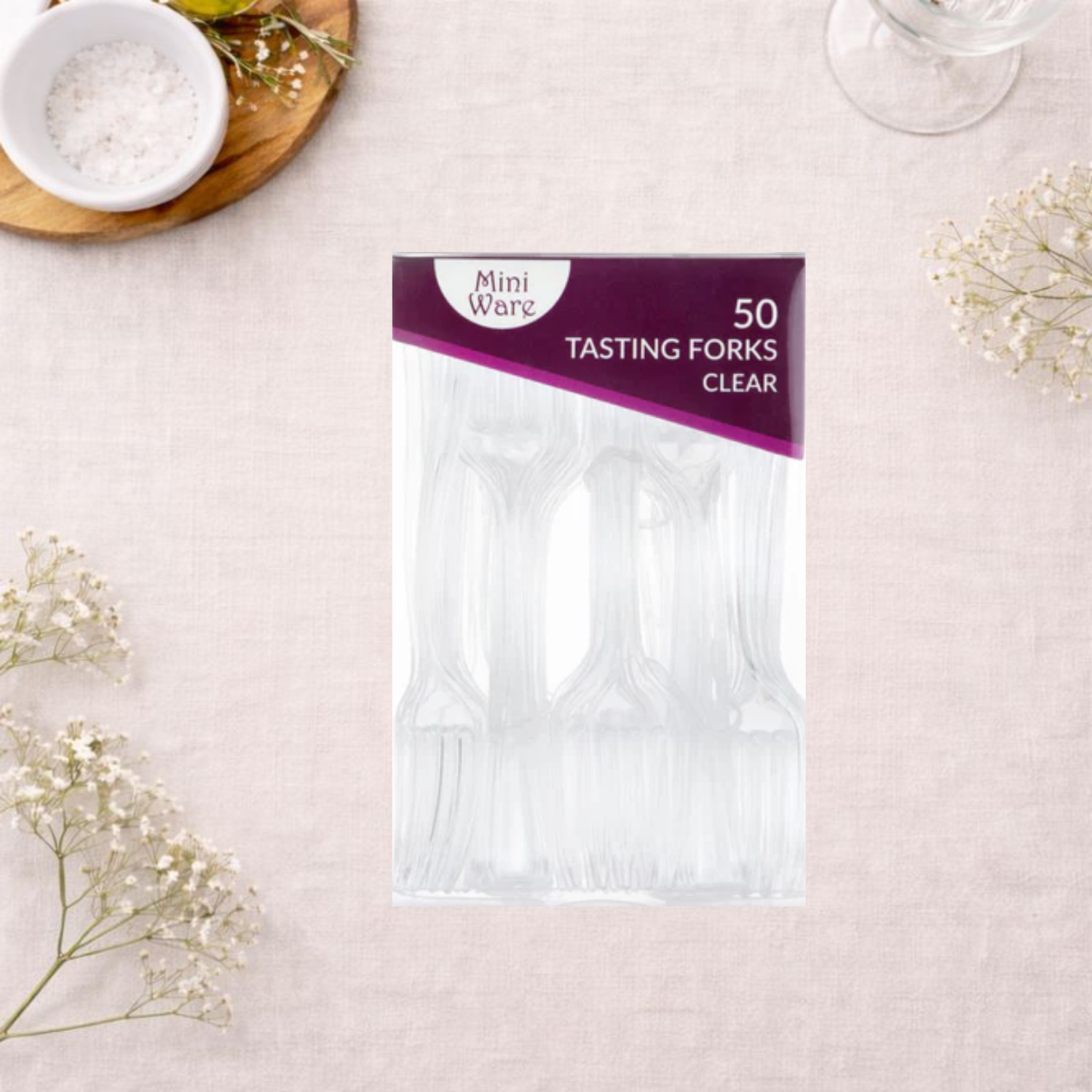 Mini Clear Plastic Forks - 50 Count