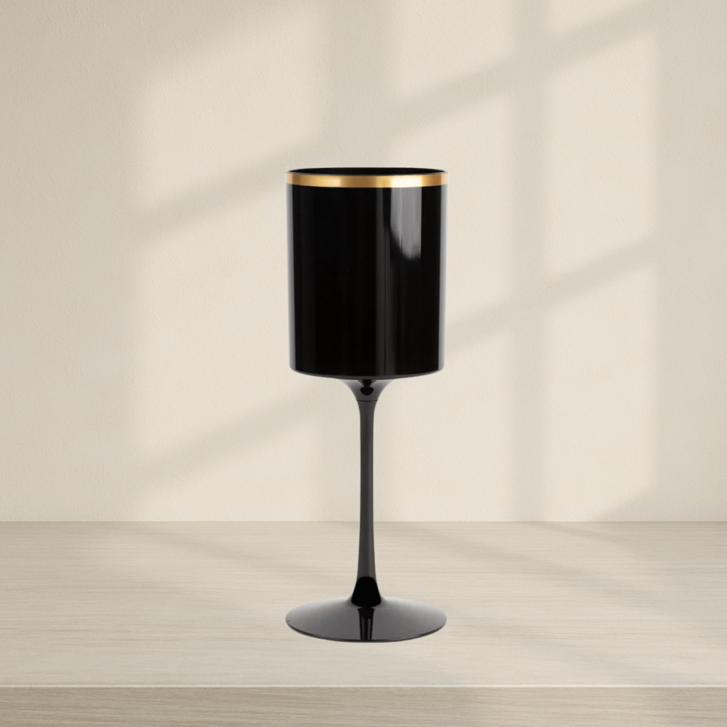 Square Wine Glass with Gold Rim - 5 Count