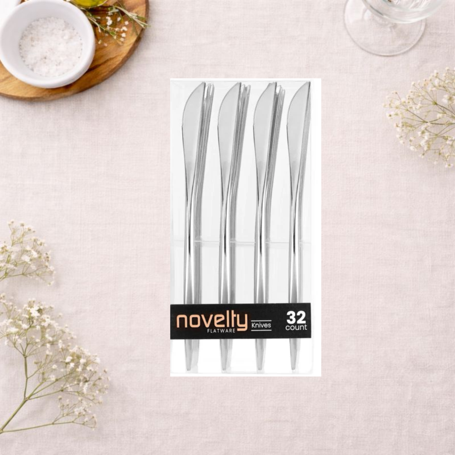 Novelty Flatware Silver Knives- 32 Count