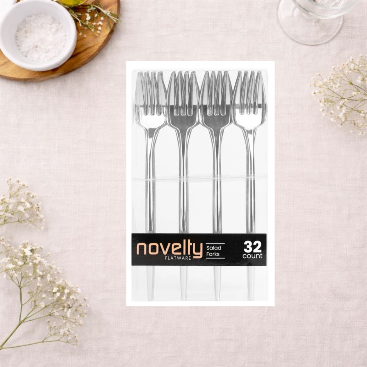 Novelty Flatware Silver Salad Forks- 32 Count