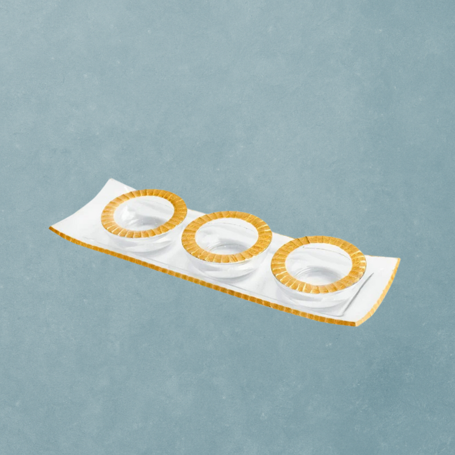 Monte Carlo Clear Glass Tray & 3 Clear Glass Bowls - The Closeout Connection