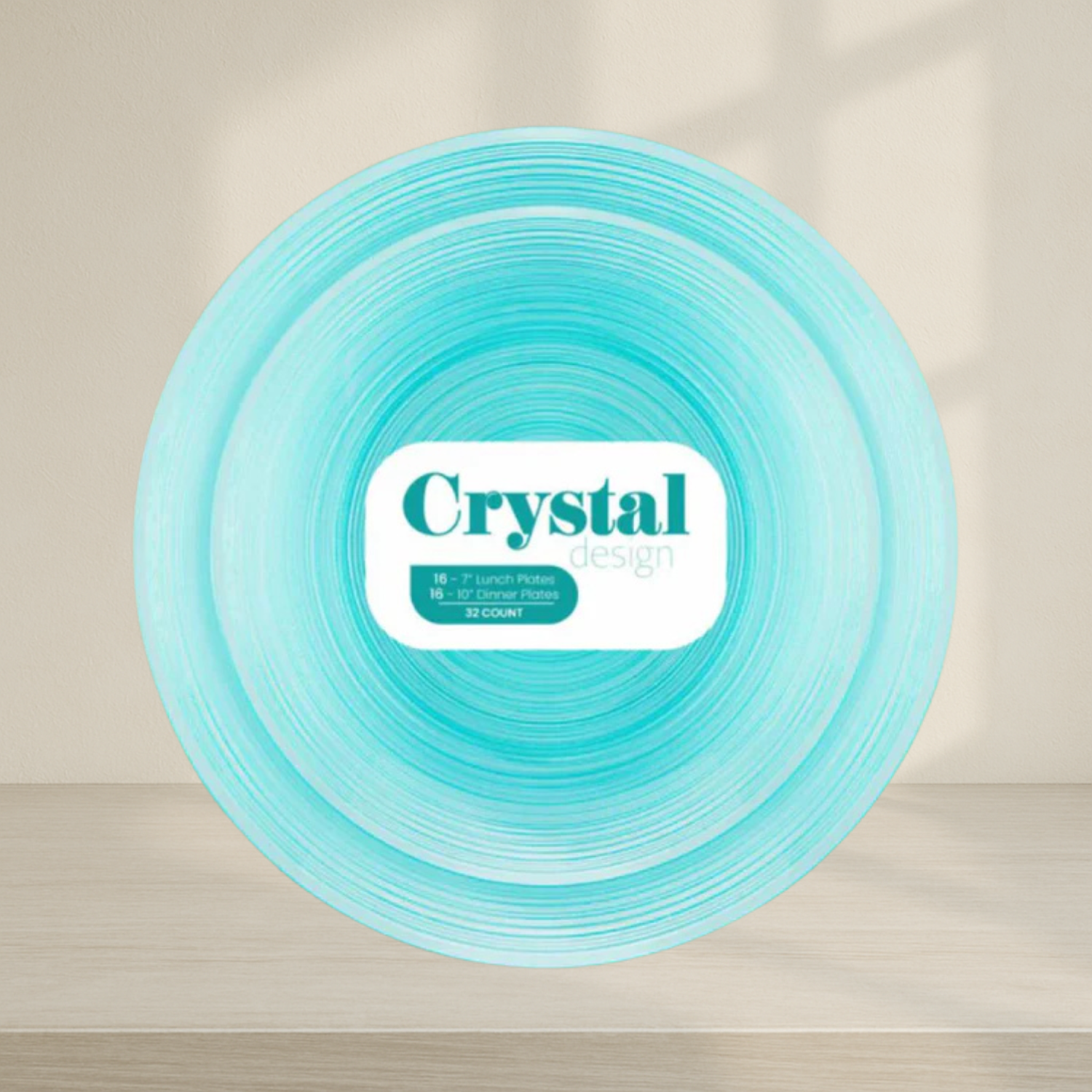 Crystal Design Combo Plates Aqua Transparent - 32 Count