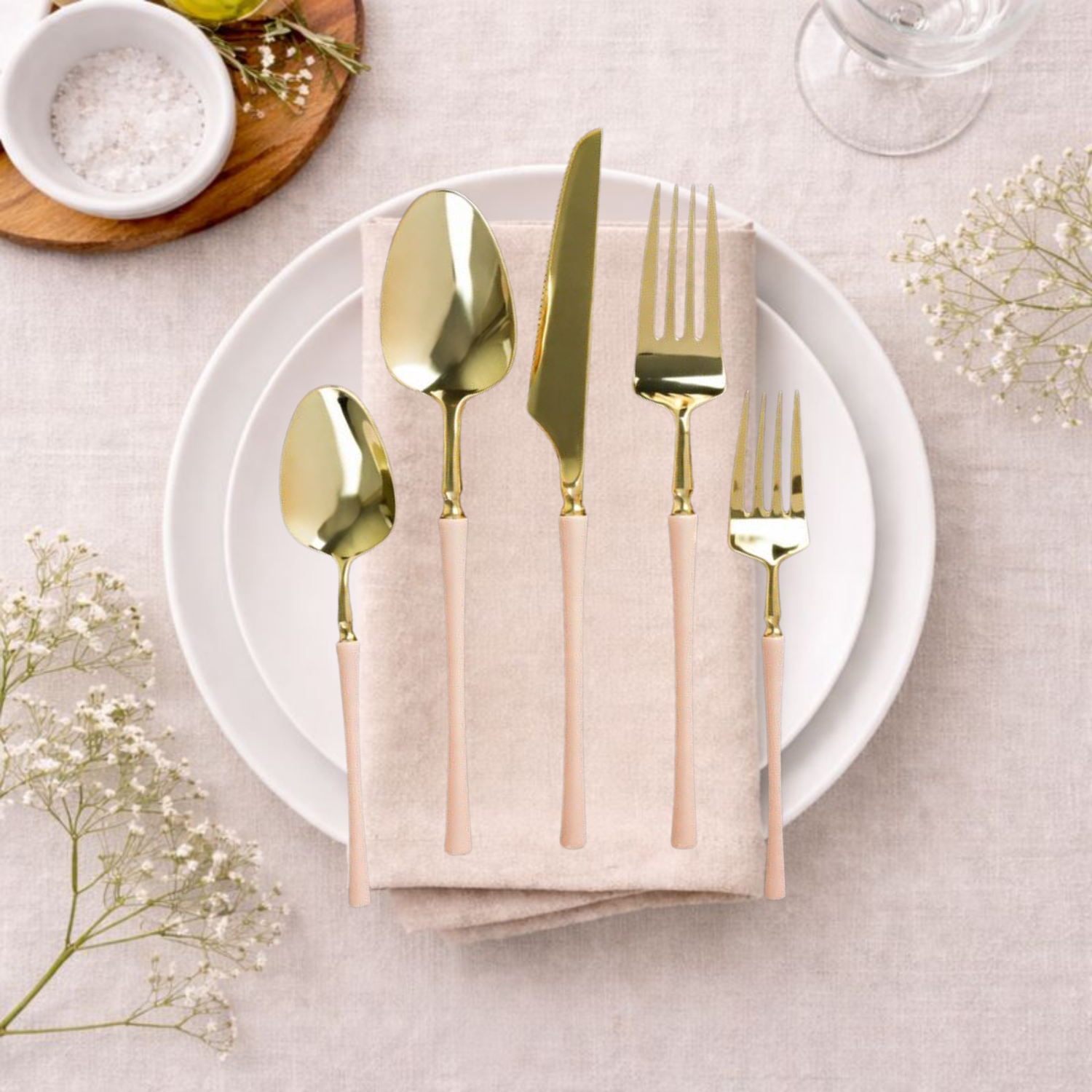 Pink and Gold Cutlery - 40 Piece