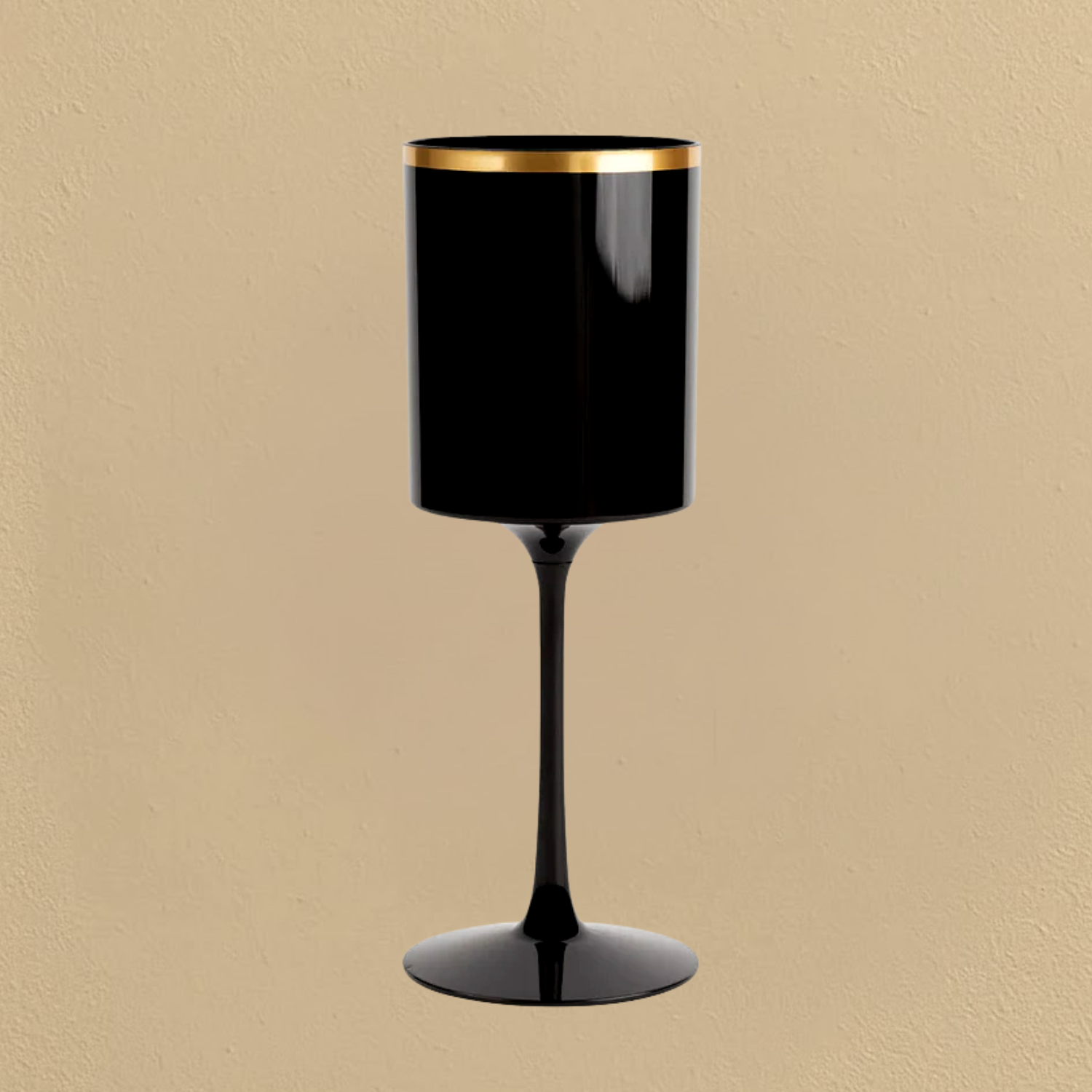 Square Wine Glass with Gold Rim - 5 Count