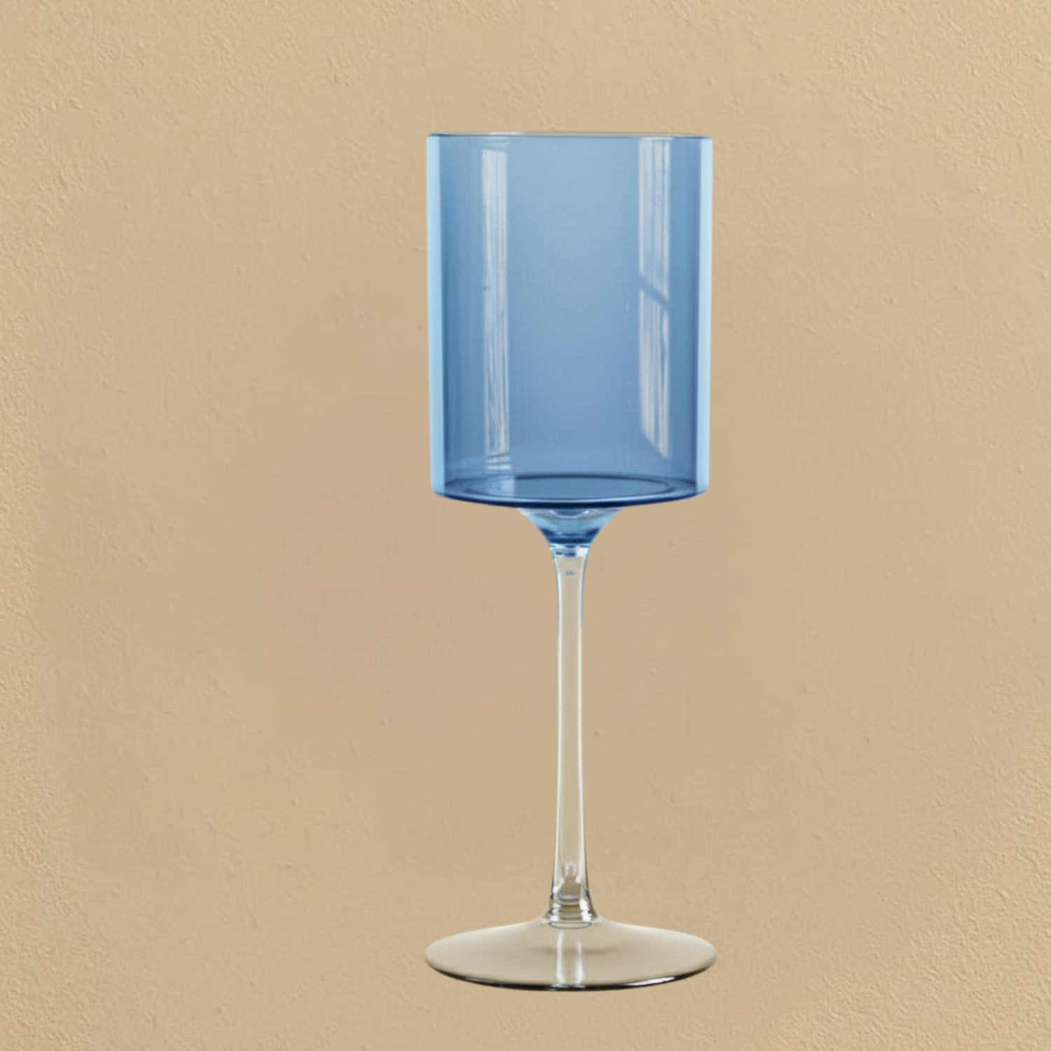 Two Tone Wine Glass Blue/Clear- 5 Count