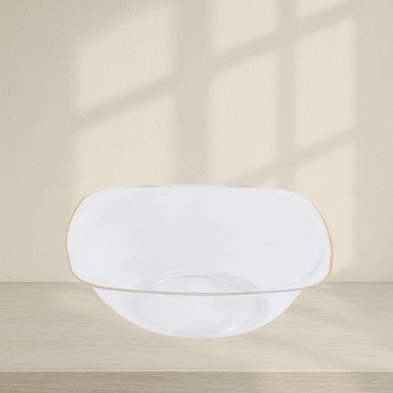 Clear 6oz Organic Square Bowls with Gold Rim - 10 Count