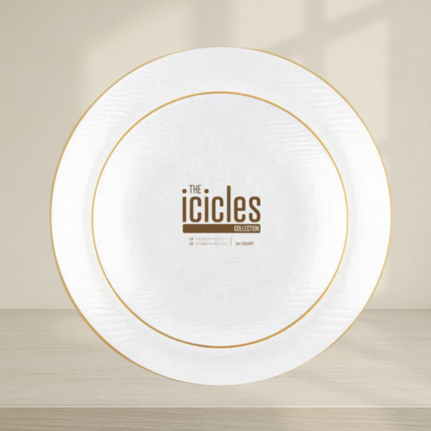 Icicles Plates Pearl/Gold Rim