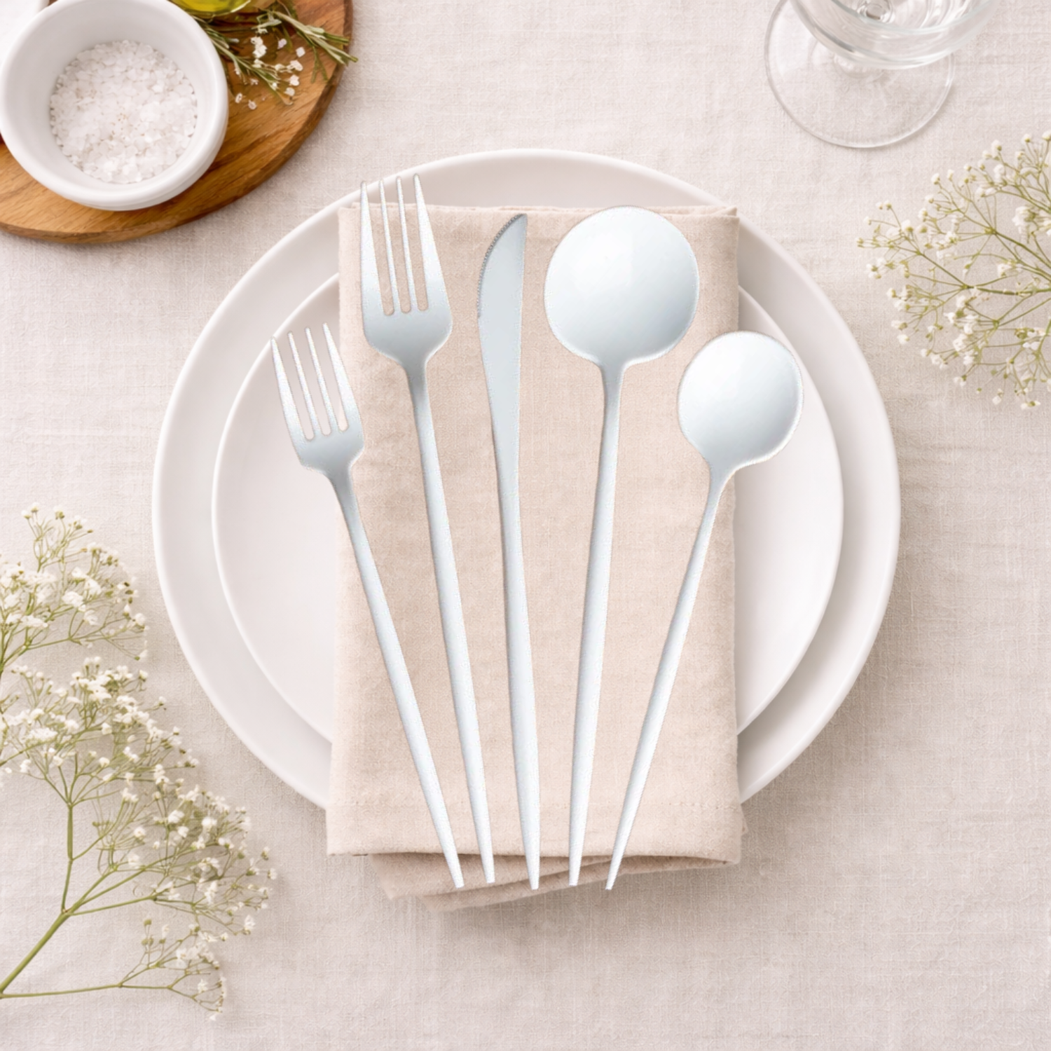 Flatware in White- 40 Count