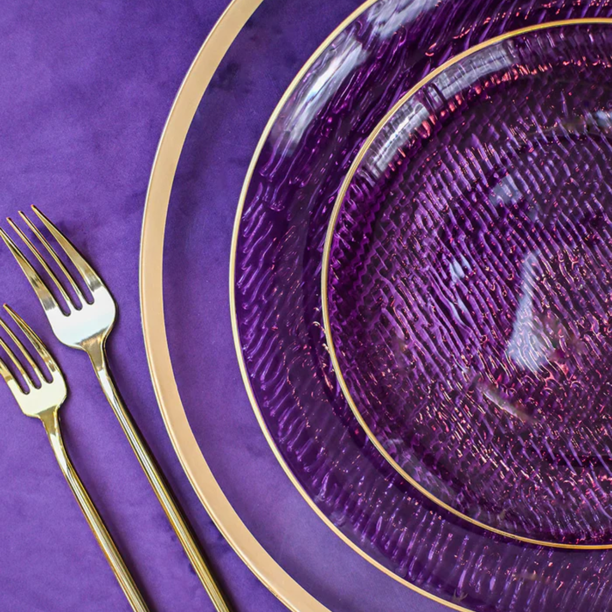 158 Piece Set - Purple Orchid Scape 10 Guests