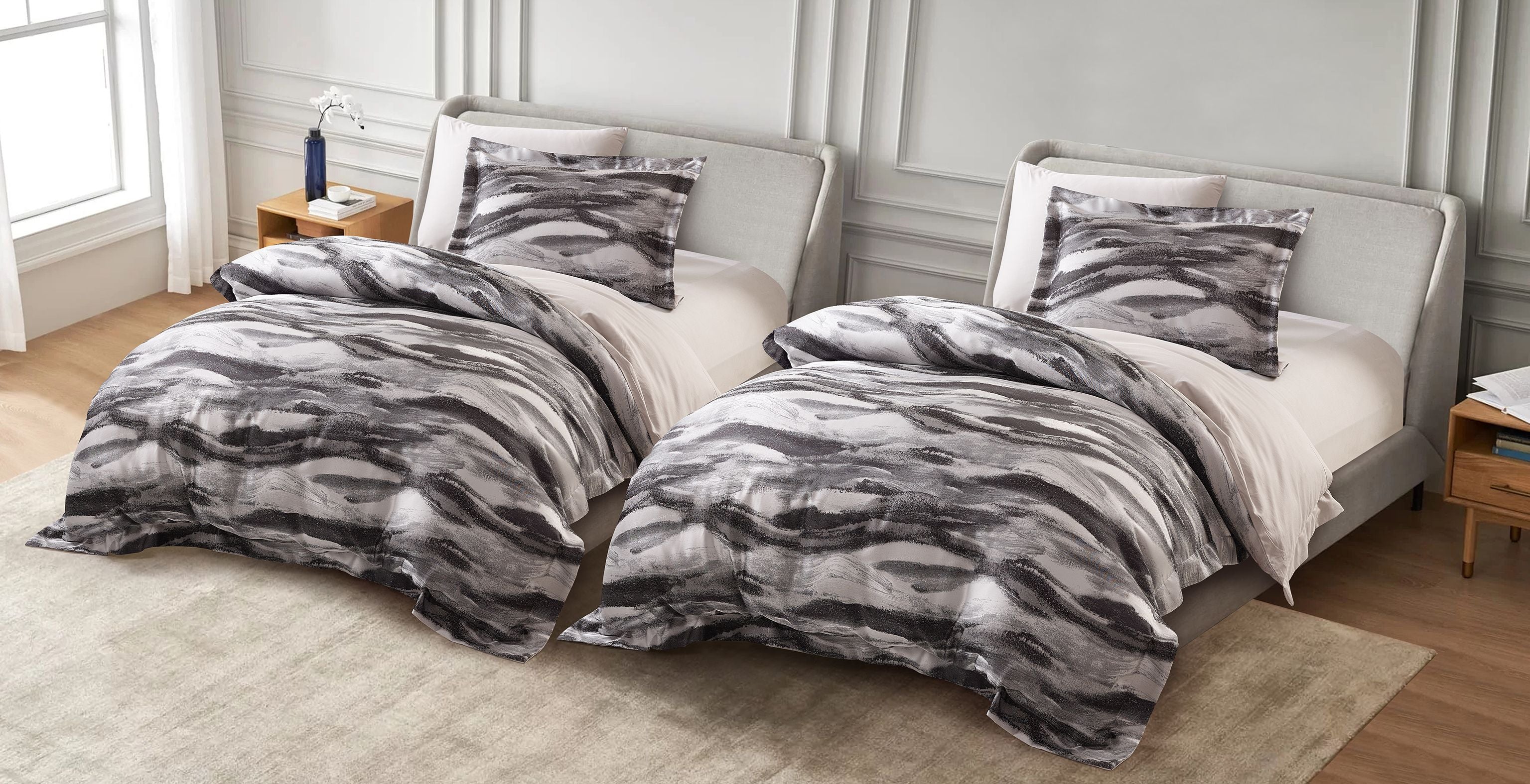 Millennium Brushstrokes Black Bedding Set - 250 Thread Count
