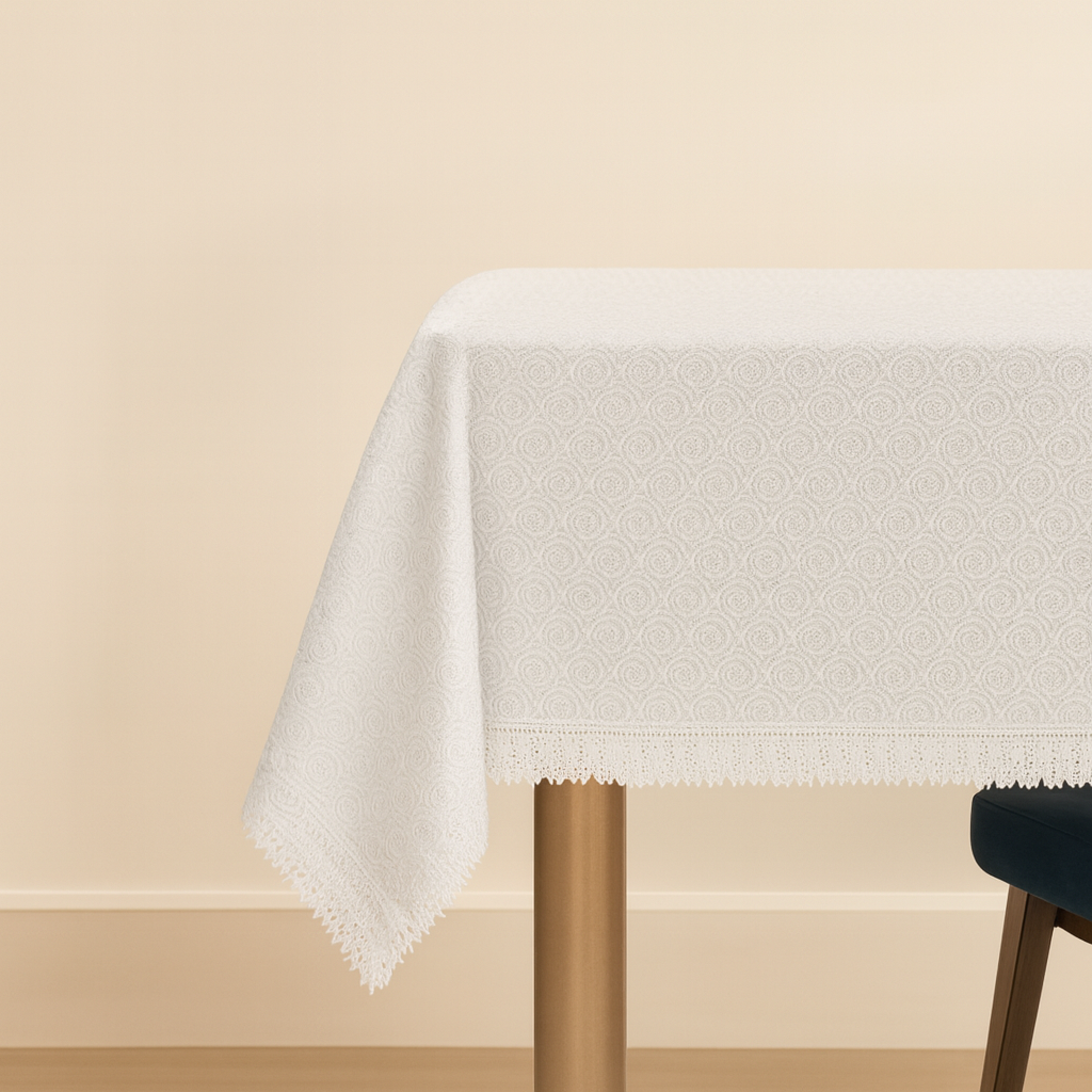 White Lace Swirl Design Tablecloth - The Closeout Connection
