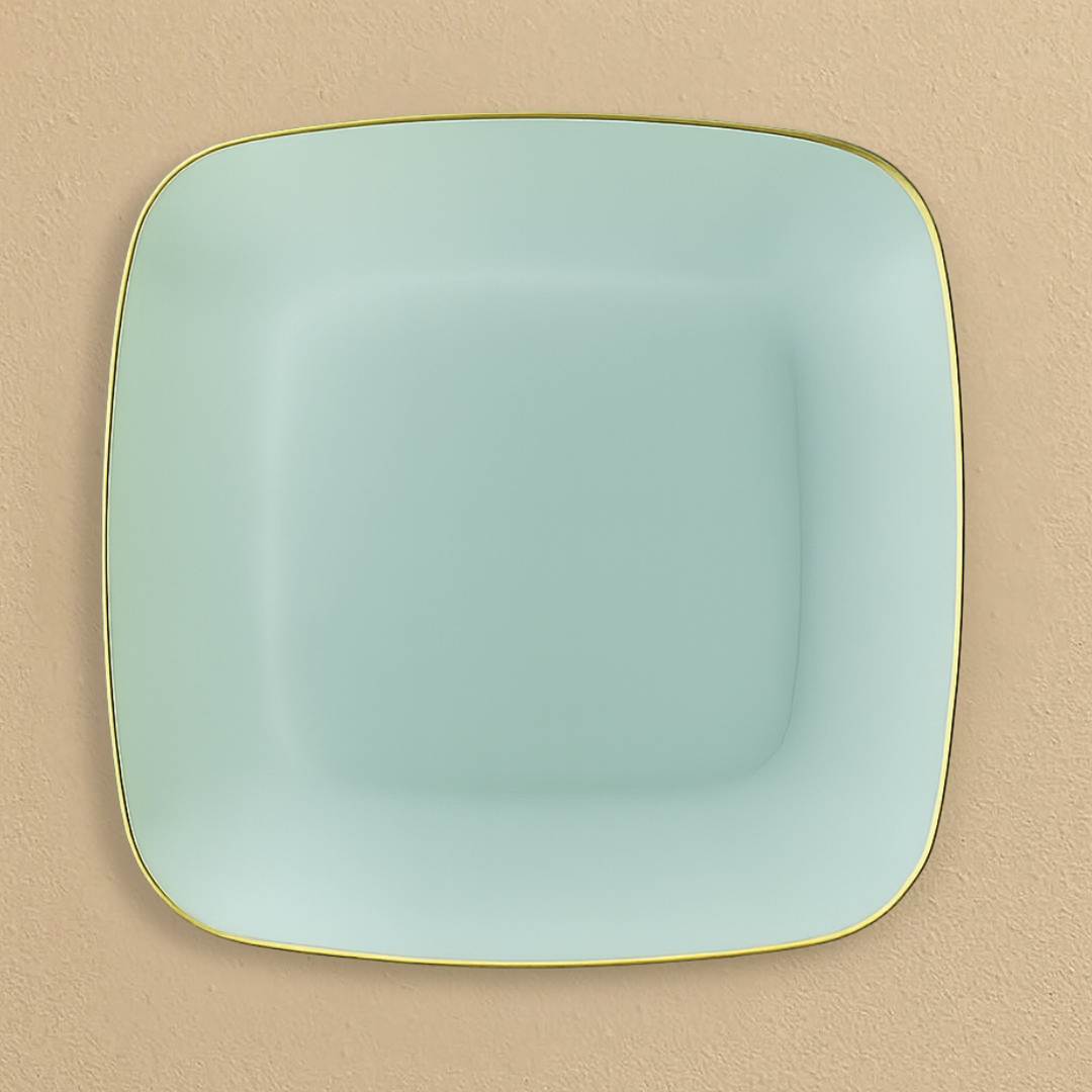 Turquoise/Gold Square Salad Plate - 10 Count