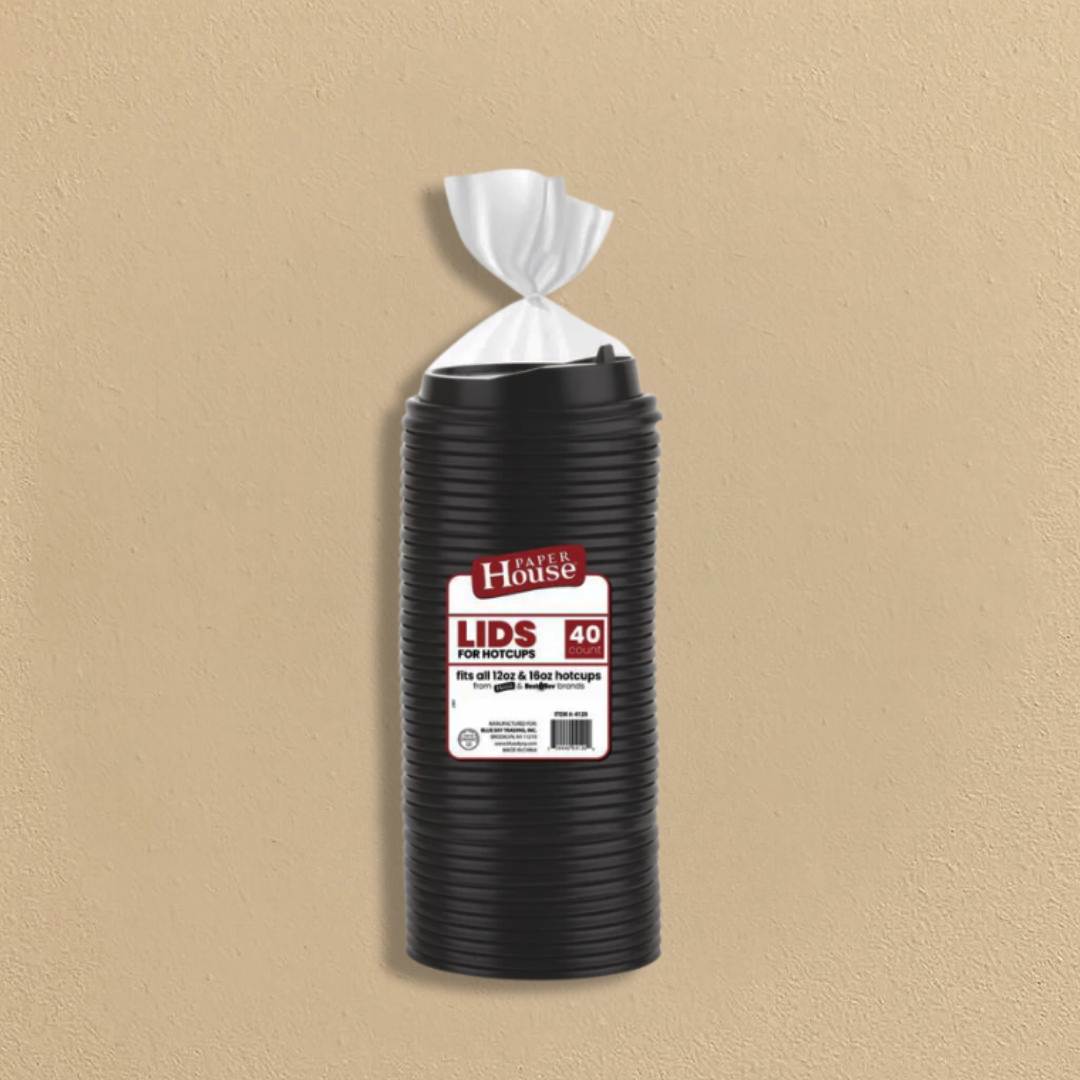 Lids for Hot Cups Black - 40 Count
