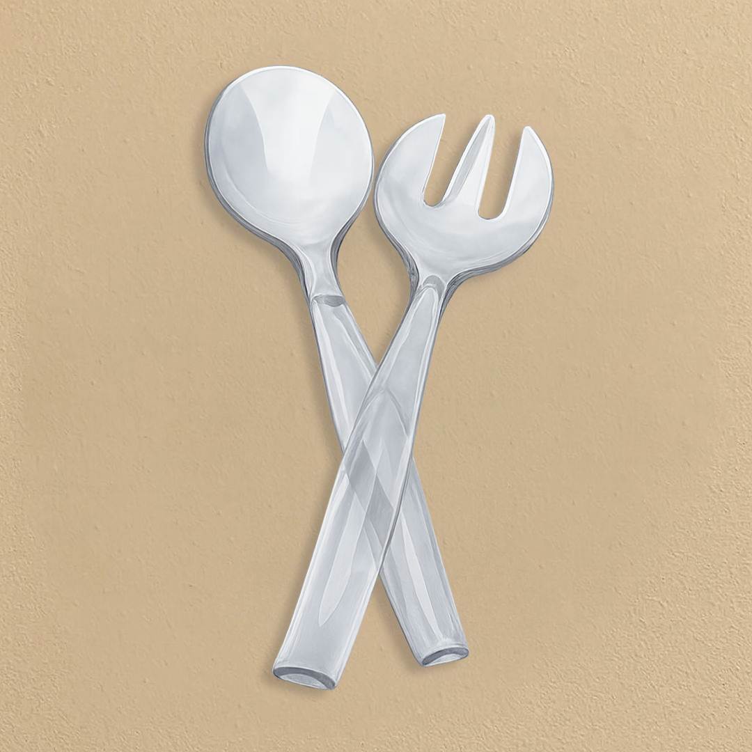 Clear Serving Spoon and Fork - 2 Count