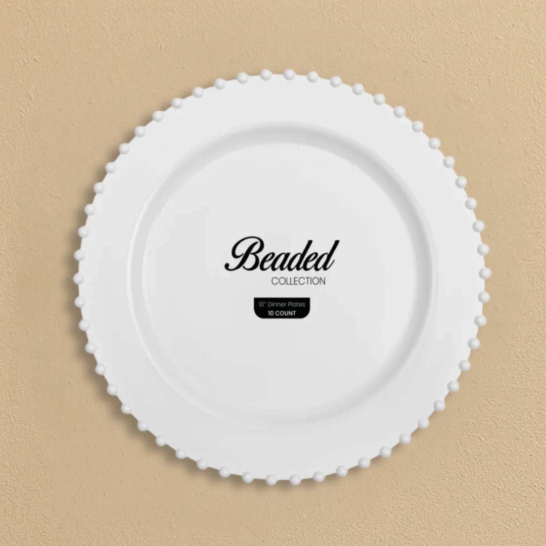 Beaded Collection White 10″ Plates