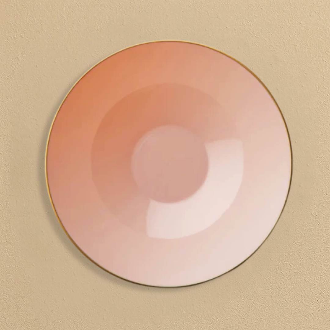 Decor's Curved Pink with Gold Rim 16oz Soup Bowl